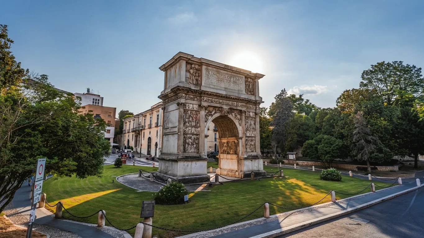 L'Arco di Traiano a Benevento al tramonto